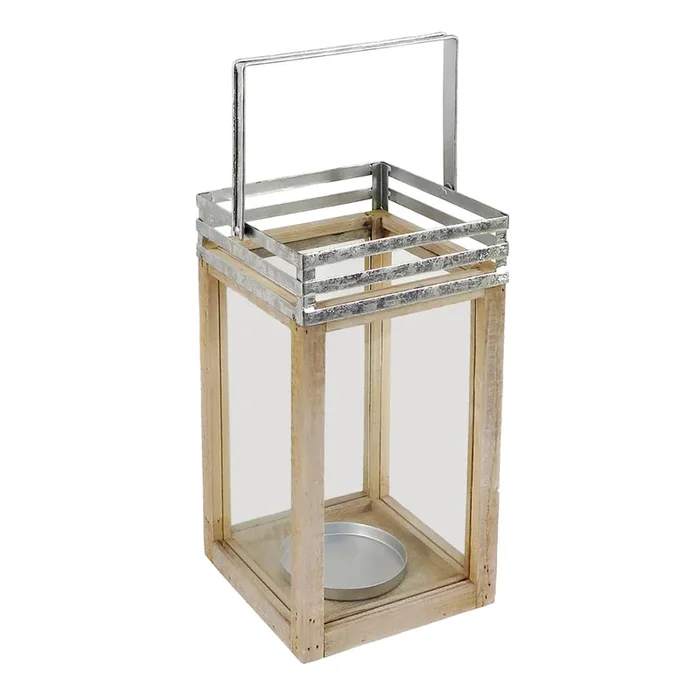 Wood & Glass Lantern, 13″