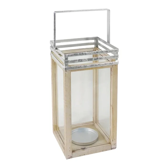 Wood & Glass Lantern, 14″