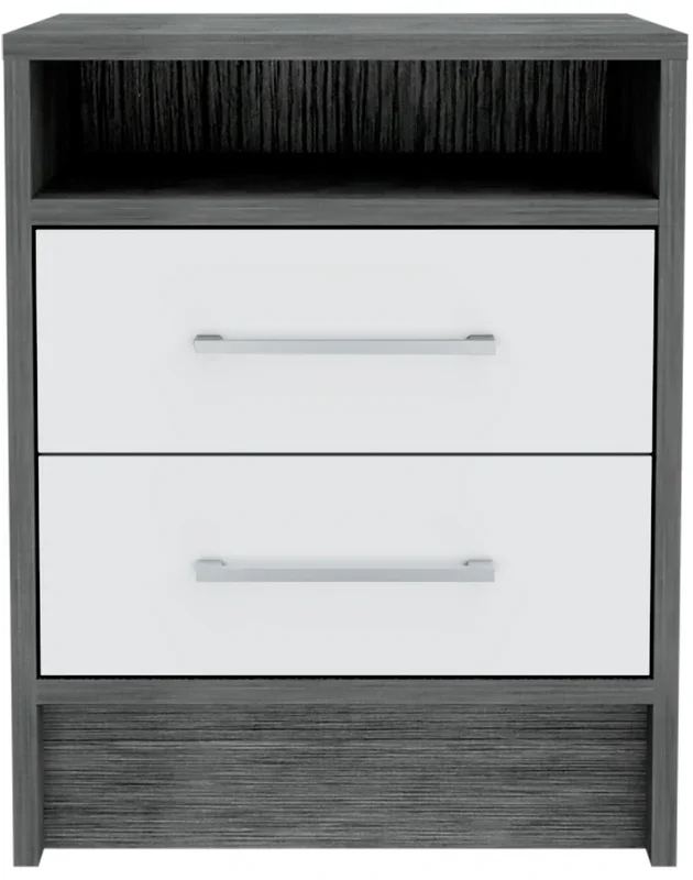 Wooden Nightstand with 2 Storage Drawers – Contemporary Bedside Table