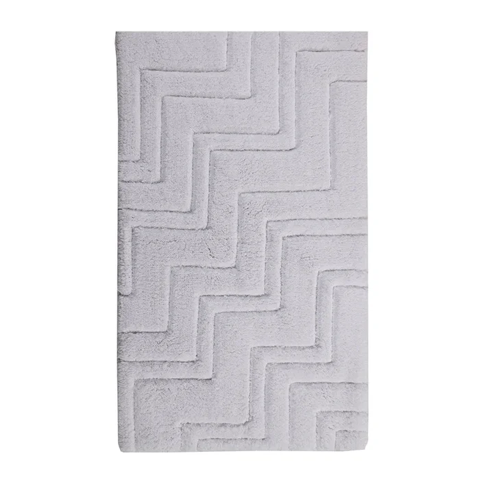 Zig Zag Pattern Cotton Non-Skid Back Bath Rug 24″ x 40″ Ivory by Castle Hill London
