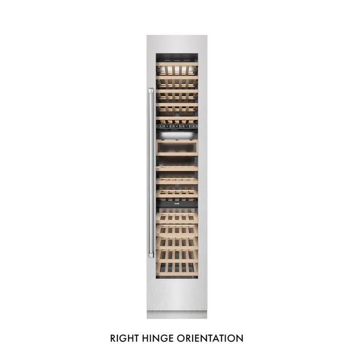 ZLINE 18″ 9.0 cu. ft. Triple Zone 68 Bottle Right Hinge Column Wine Cooler in Satin Stainless Steel, RCWVR-SN-18