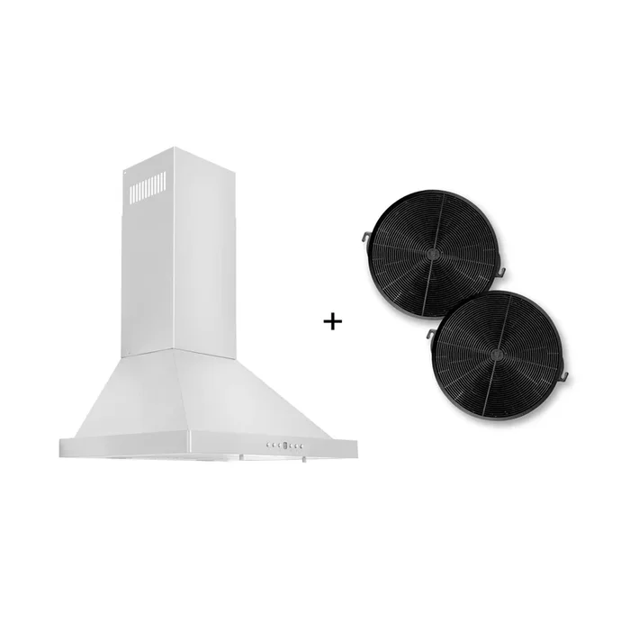 ZLINE 24″ Convertible Wall Mount Range Hood in Stainless Steel with Charcoal Filters, KB-CF-24
