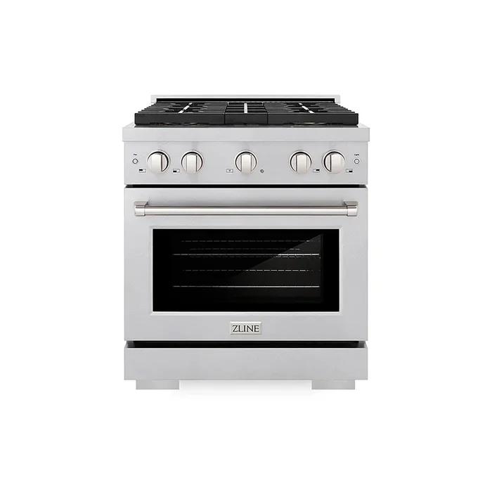 ZLINE 30″ 4.2 cu. ft. Paramount Dual Fuel Range with 4 Burner DuoPro™ Cooktop and Electric Convection Oven in Satin Stainless Steel, PSDRS-30