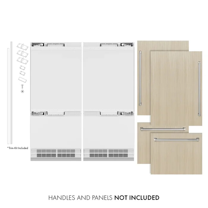 ZLINE 72″ 39.6 cu. ft. Panel Ready French Door Built-In Bottom Freezer Refrigerator with Water Dispensers and Ice Makers, RBIT-72