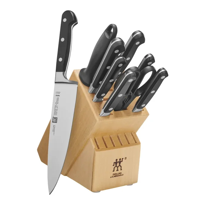 ZWILLING 10pc Knife Set in Natural Rubberwood Block, Professional “S” Series